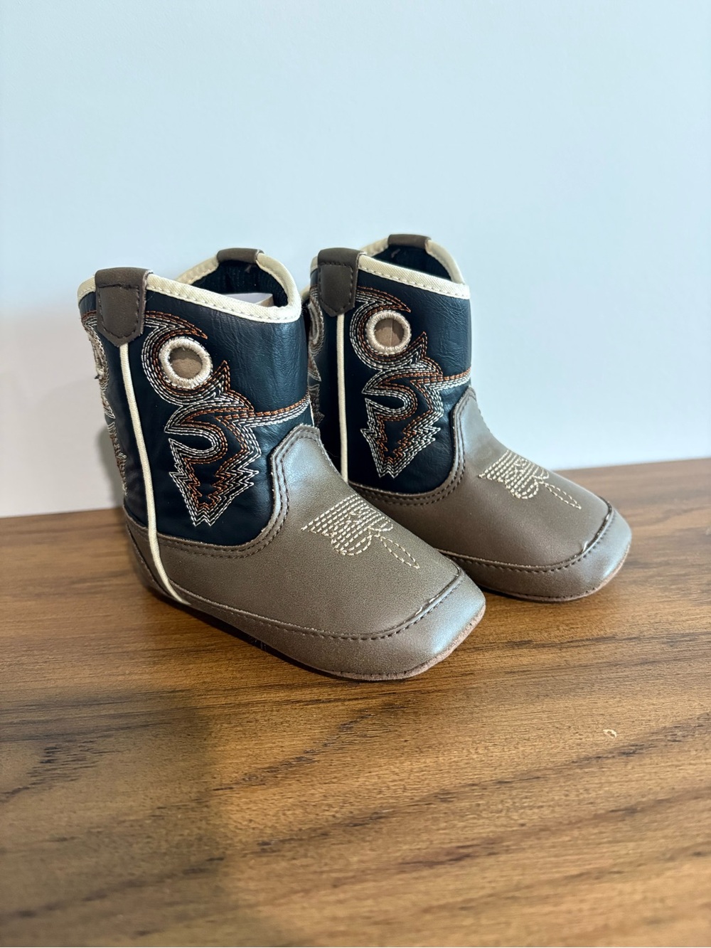 Toddler Cowboy Pull-On Boots in Brown and Black